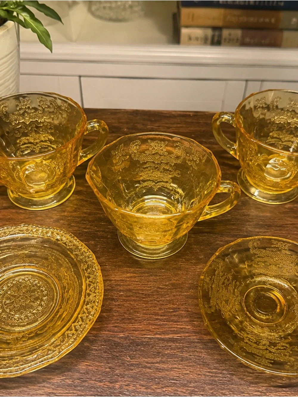 Vintage Amber Depression Glass Madrid Pattern 5 Pc Lot